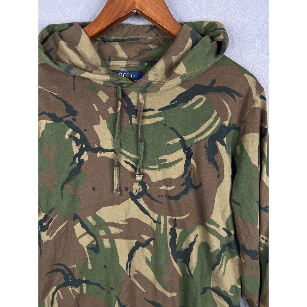 Polo Ralph Lauren Hoodie Mens Camo Long Sleeve Lightweight Shirt Black Pony M - Picture 5 of 7
